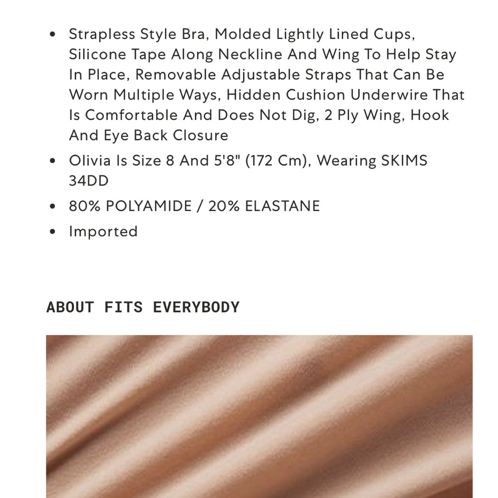 SKIMS FITS EVERYBODY STRAPLESS BRA - Picture 3 of 8